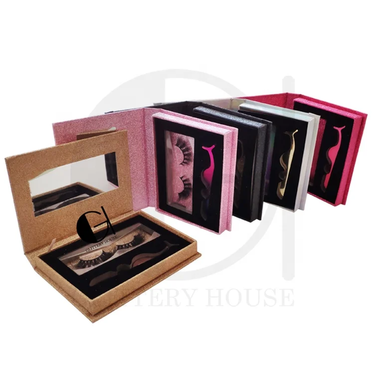 
cheap 3d real mink eyelashes 25mm full strip eyelash custom packaging box with tweezer applicator mirror no logo holo lash case 