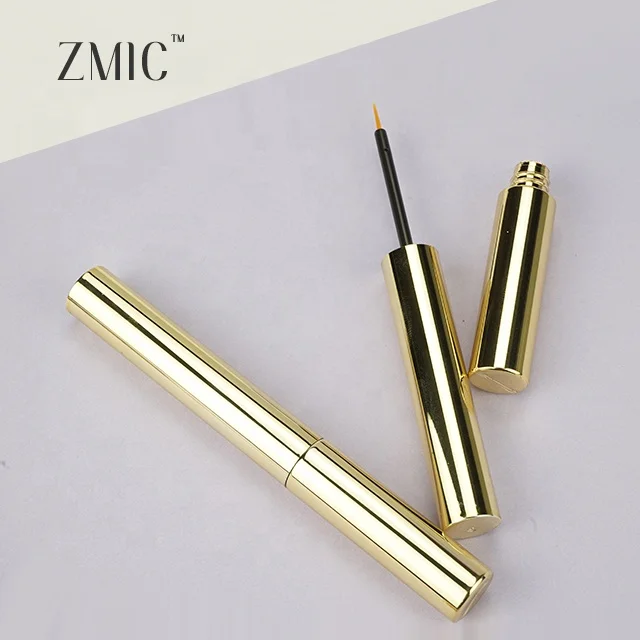 Luxury gold liquid eyeliner packaging empty liquid eyeliner tube eyelash growth serum bottle with brush