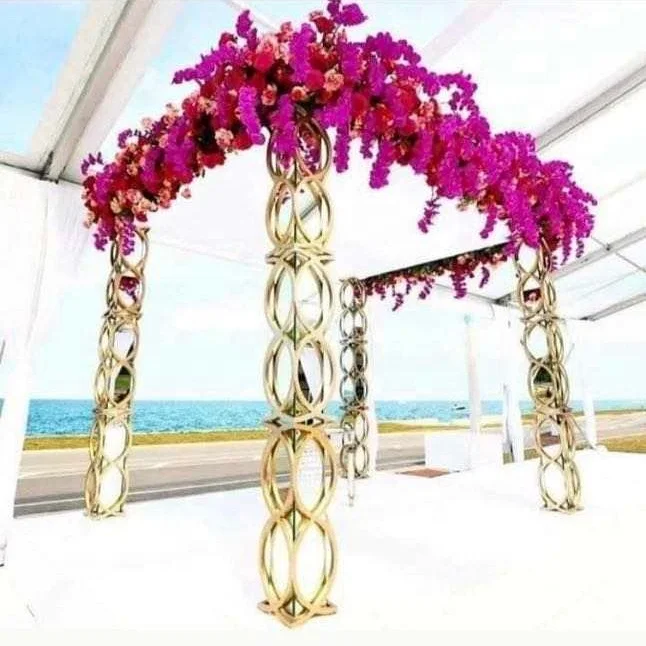 Ourwarm Unique 8 Design Custom Wedding Backdrop Arch Stand Frame Decoration Gold Metal Square