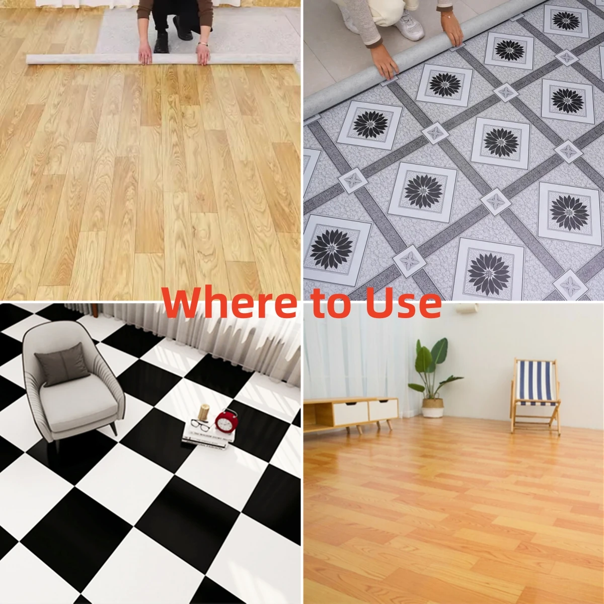 Customized Size Floor Carpet Mat Linoleum Vinyl Floor Wood Designs PVC Flooring for Home Decoration