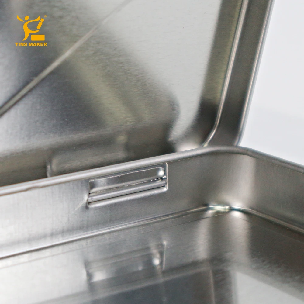 Customized Transparent window tin box with lid can print logo silver small rectangular candy tin box mint tin can
