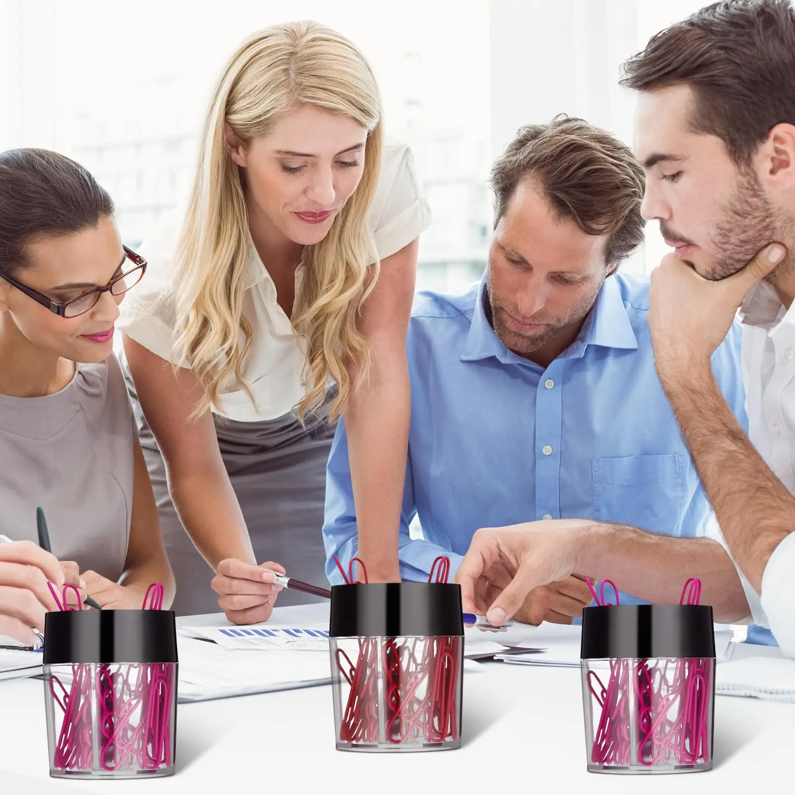 Magnetic Plastic Clip Dispenser Holder for Desk Storage-Paper Clip Storage Box for office