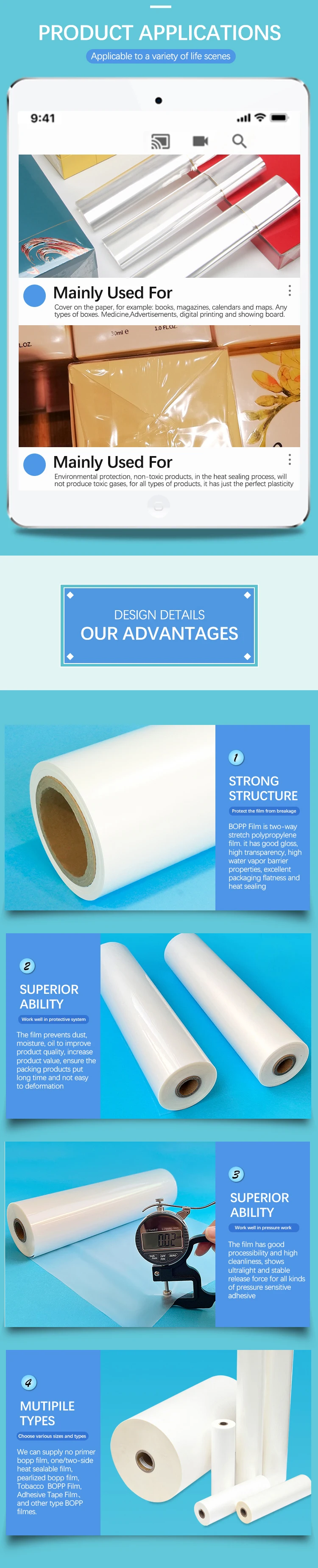 21 Micron 25 30 Mic 50 80 Microns Bopp 30Micron Thermal Film Lamination Jumbo Roll Manufacturer 20 Mic Non Heat Sealable