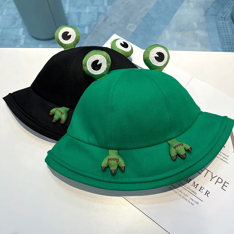 High Quality Spring And Summer Cute Frog Fashion Cotton Fisherman Hat Cartoon Animal Kids Sunscreen Bucket Hats & Caps