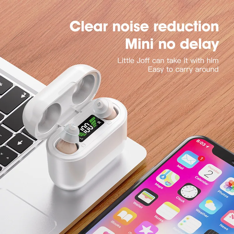 intelligence noise reduction  hearing aid device rechargeable hearing aids Digital Invisible Wireless Amplified Headphone In ear