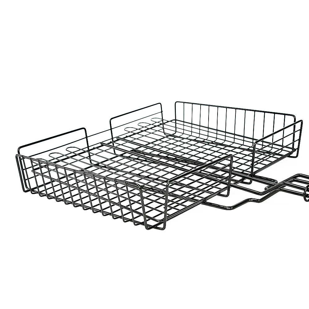 Deluxe Grill Broiler Basket for Safely Cooking Hamburgers or Fish or Steak Over an Open Fire