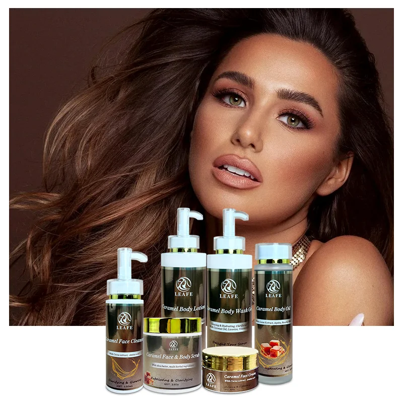 Custom Natural Beauty Skin Care Products Manufacturers Private Label Cocoa Caramel Glowing Skin Care Set For Dark Skin