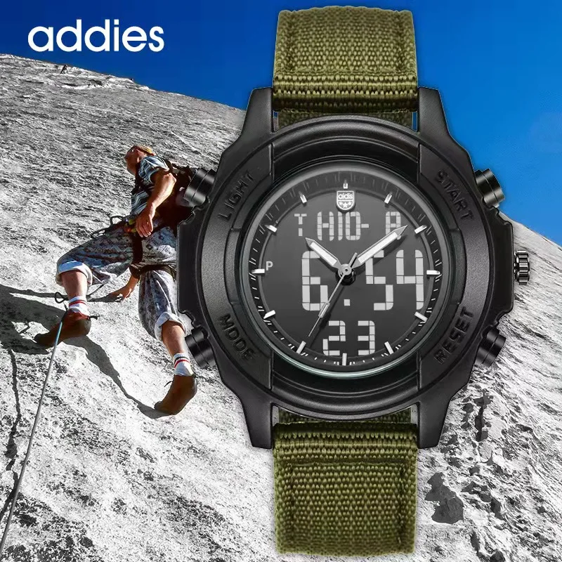 addiees-MY1818- 1  Luminous Multi-FunctionWatch Outdoor Mountaineering WhistleFlint Waterproof Digital Sports Watch For Men