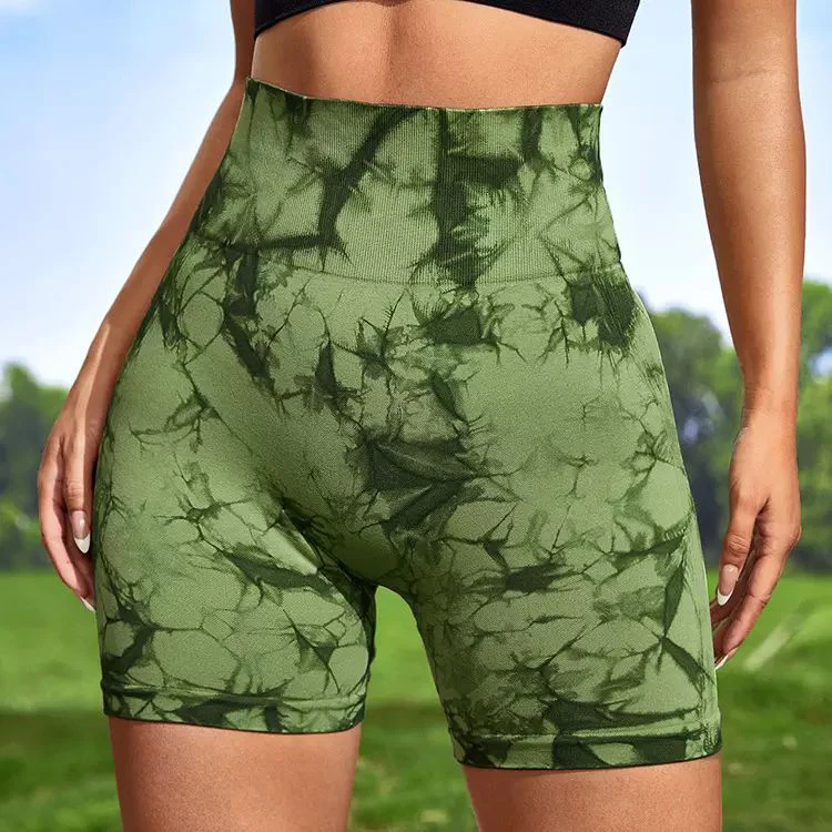 Yoga Apparel Summer Tie-dye 3-in Fitness Shorts Running Yoga Shapers Shorts Gym High Waist Hip Lift Sports Seamless Women