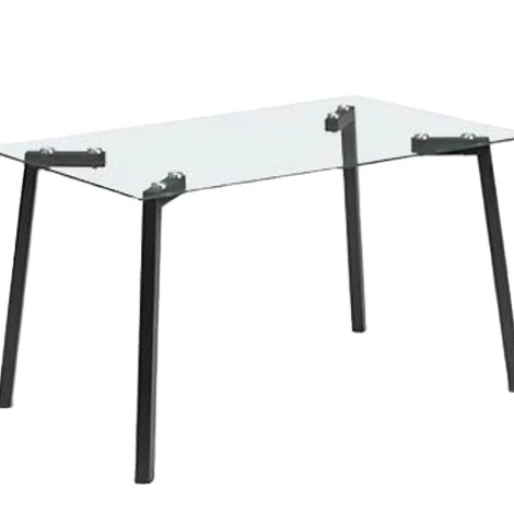 Sell High Quality Home Furniture 4 Chairs Black Glass Dining Table With Blacks Powder Coating Frame
