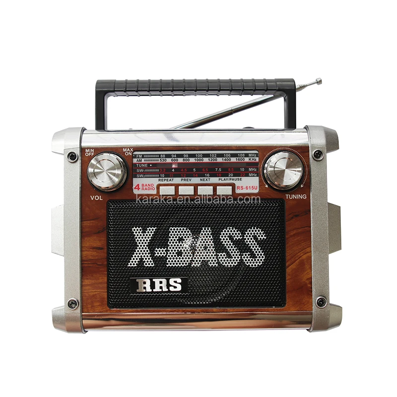 
615U Manufacture FM/AM/SW1-2 4Band radio with usb/sd/tf / aux in /dc jack torch light/strap from radio factory 