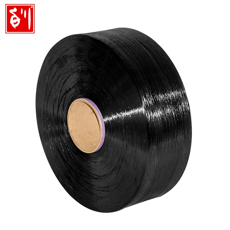 Baichuan 100% polyester FDY yarn black color recycled polyester yarn dyed