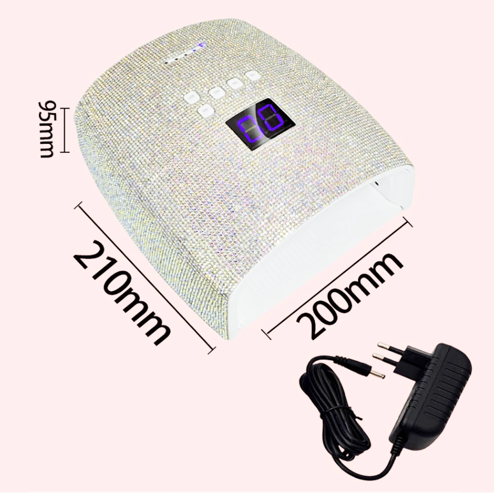 Wholesale New Bling rhinestone wireless battery charging nail uv lamp 66w rechargeable nail lamp cordless nail baking light tool