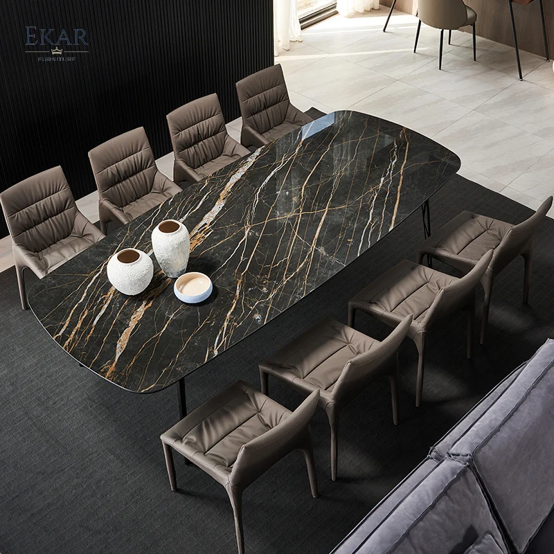 Ekar Furniture high quality vintage upholstered leather restaurant dining chairs for sale