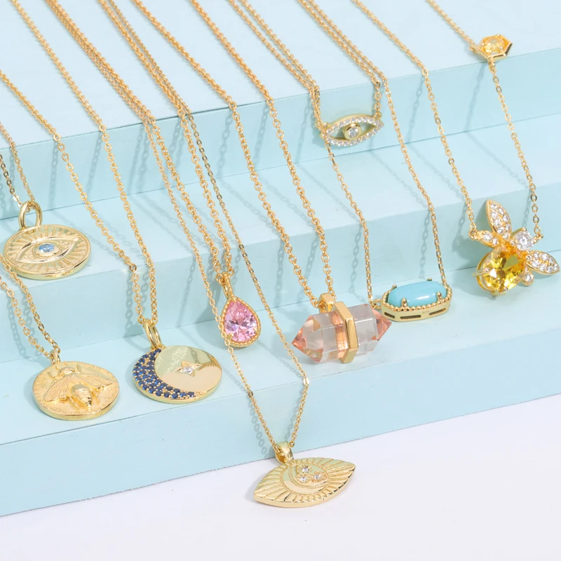 Fine 925 Sterling Silver Turkish Organizer Other Evil Eye Turquoise Bee Moon Coin Necklace Plata Joyas De Oro Jewelry Vendors