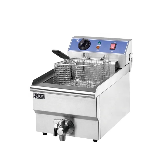 CE Нержавеющая Сталь Коммерческих Электрическая Фритюрница с 1 танк 1 корзина цилиндрическое зубчатое колесо для курицы, чипы