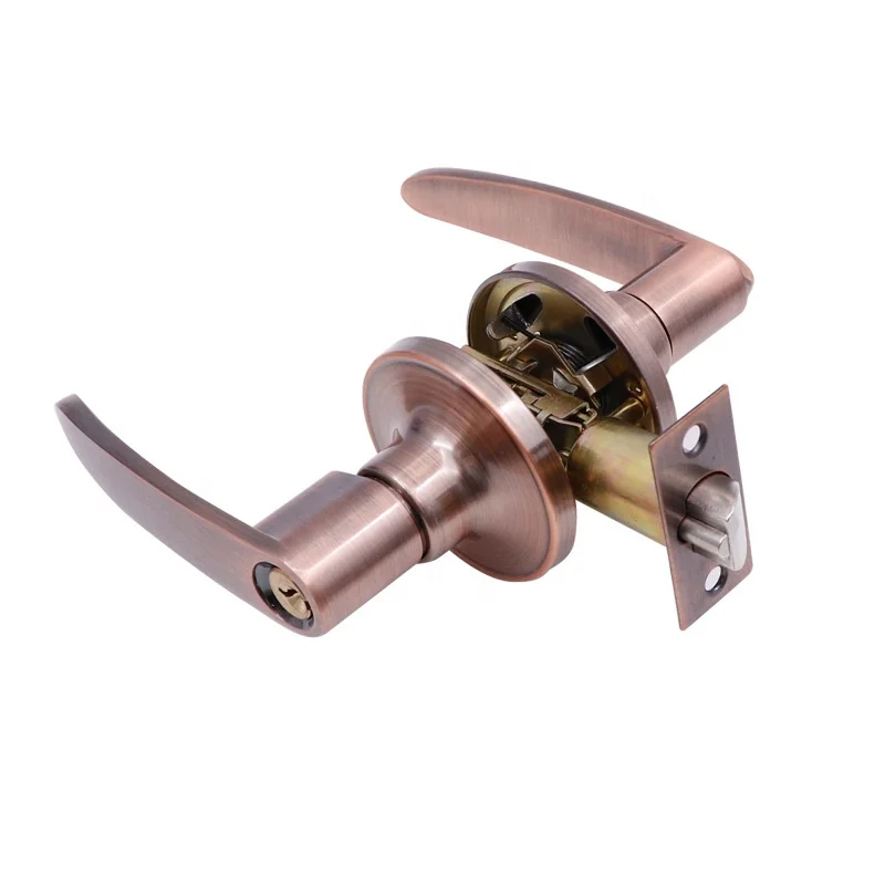 Indoor bedroom Mute Room Door lock Gold bathroom Wooden door handle Household simple stainless steel three-bar lock