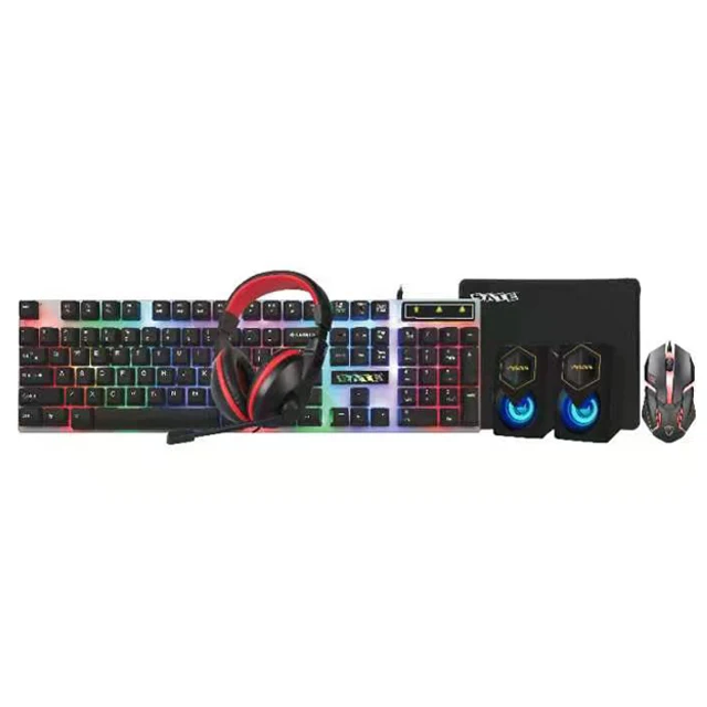 SATE Factory OEM/ODM Backlit RGB gamer keyboard wired mouse 5 in 1 set headphone keyboard mouse gaming