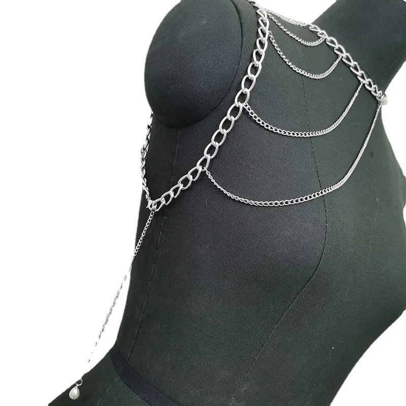  NAKAMURA Fashion multi layer metal body chain popular accessories multi-layer fringe shoulder