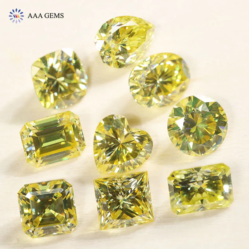 Yellow Moissanite Fancy Shape Price For Carat  Loose Fancy Cut Yellow Moissanite Diamond