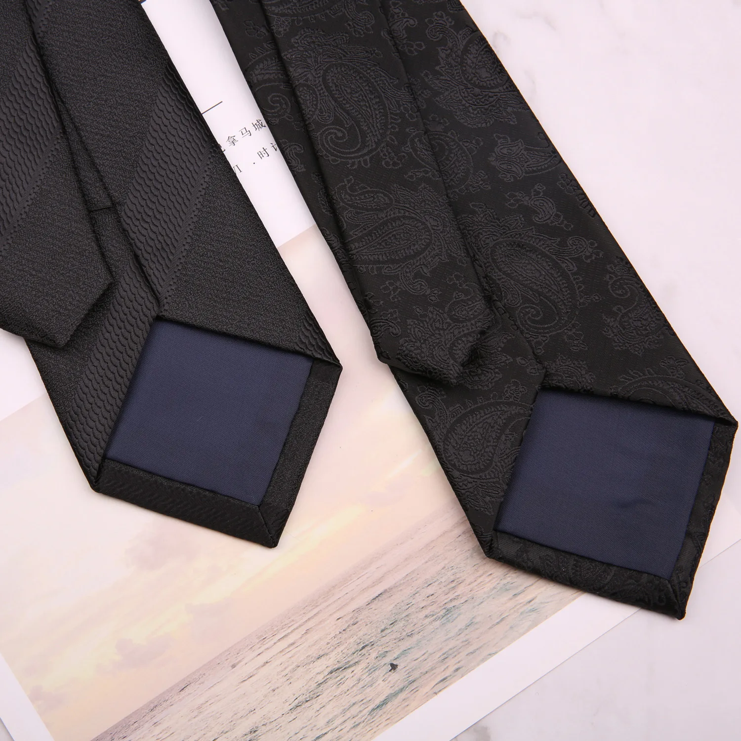 Custom Silk Neckties Wholesale Fashion Business Wedding Black Jacquard Necktie Striped Men Silk Tie Neckties