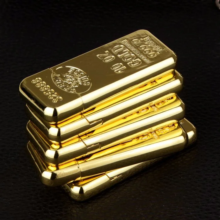  Оптовая продажа блестящий золотой Заправляемый газовый прикуриватель с шлифовальным