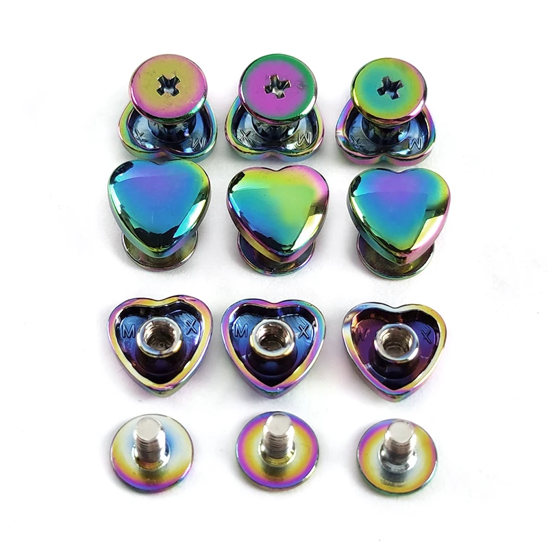 Deepeel KY621 Bag Hardware Handbag Accessories Purse Studs Button Nail Buckle Rainbow Heart Rivet Screw