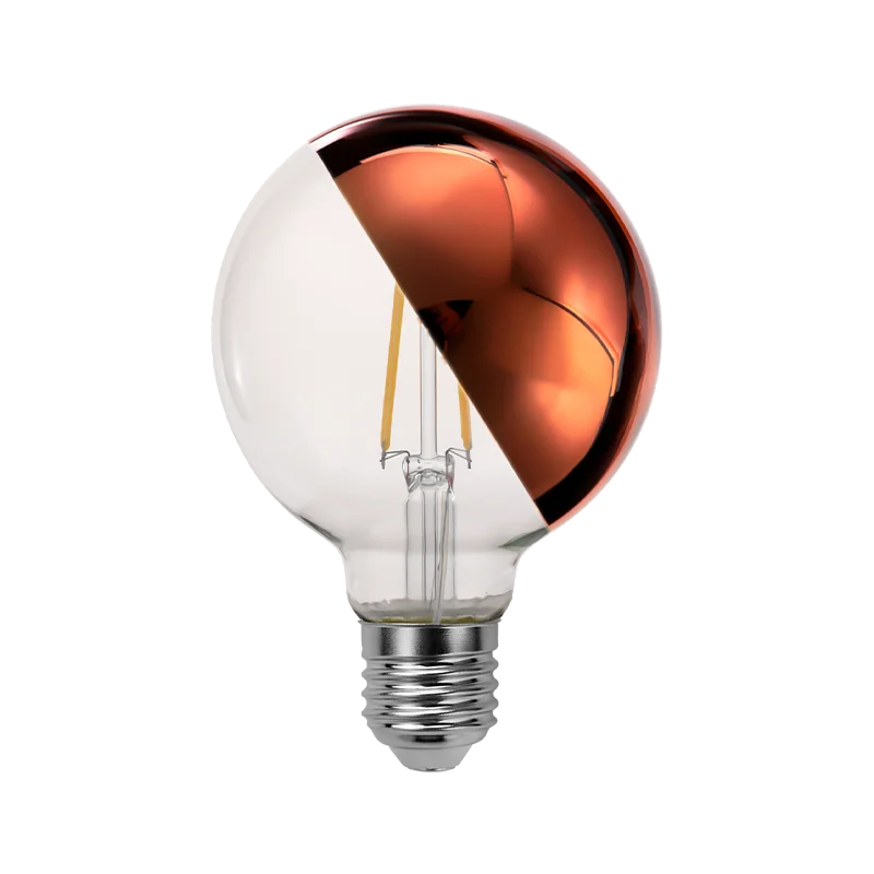 Golden Silver Green Red Reflector Dimmable Half Chrome Light Bulbs G95 G30 LED Filament Vintage Edison Bulb