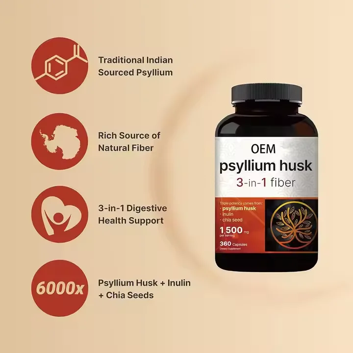 OEM Lnulin Chia Seed Improves Digestion Soluble Dietary Fibre Supplement Psyllium Husk Capsules