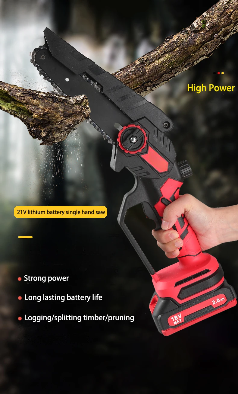 HEK-C108 handheld chainsaw machine portable mini electric chain saw battery 21V  Gardening Power Tools sets Woodworking Saw