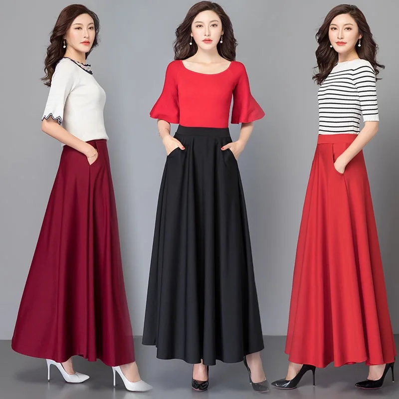 summer casual dresses 2021 new fashion  half-length long A-line skirt