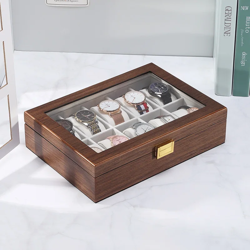 Simple window home display ten pack high-grade gift storage custom luxury watch box logo wood packaging box