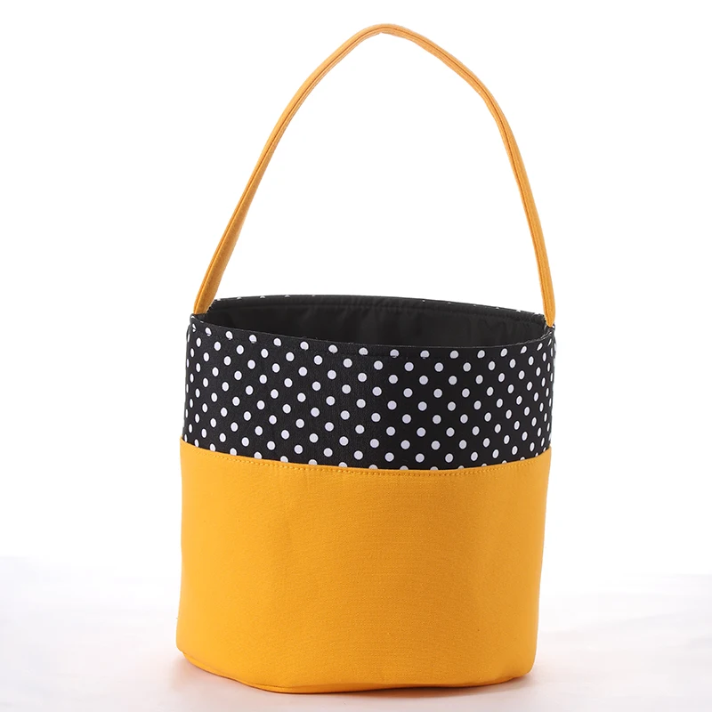 Decoracion Halloween Basket Kid Trick or Treat Bag Candy Polka Dot Orange Halloween Bucket