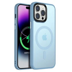 New frosted Metal Case Phone Protective Cover Edge Magnetic Adsorption Cover Cell Phone Case For Iphone 13 14 Pro Max Case
