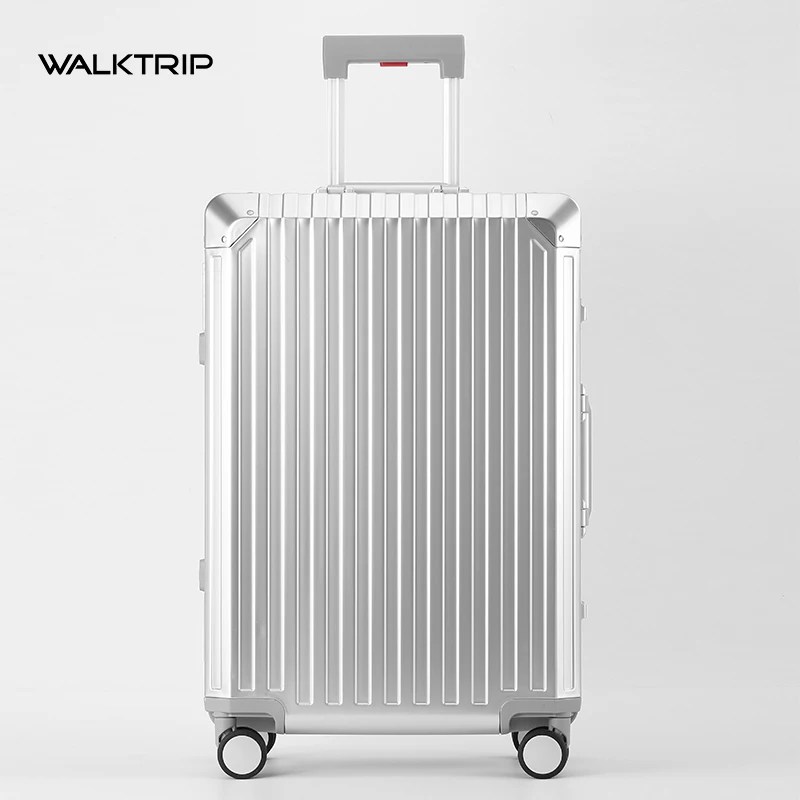 Walktrip All Aluminum Hot Selling Magnesium Alloy Luggage Large Capacity Aluminum Frame Pure Metal Suitcases Luggage,Silver