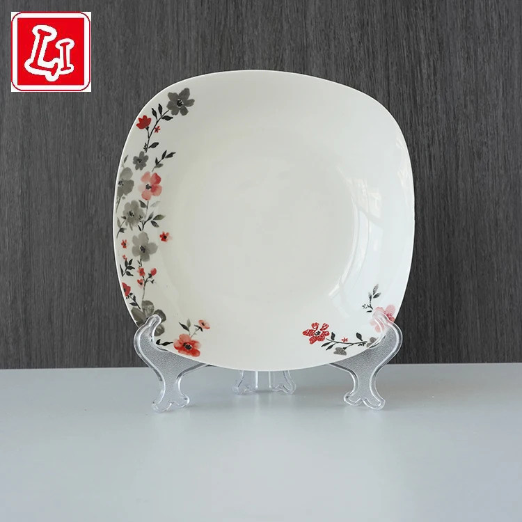 
Chinese household ceramic flat plate soup set decorated with small flowers 