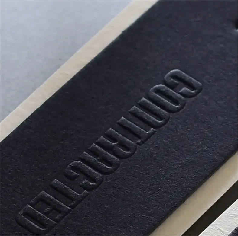 Custom Embossed Hang Tags: 800gsm Black Cardboard Garment Tags, Clothing Labels Hanging Clothes Tag