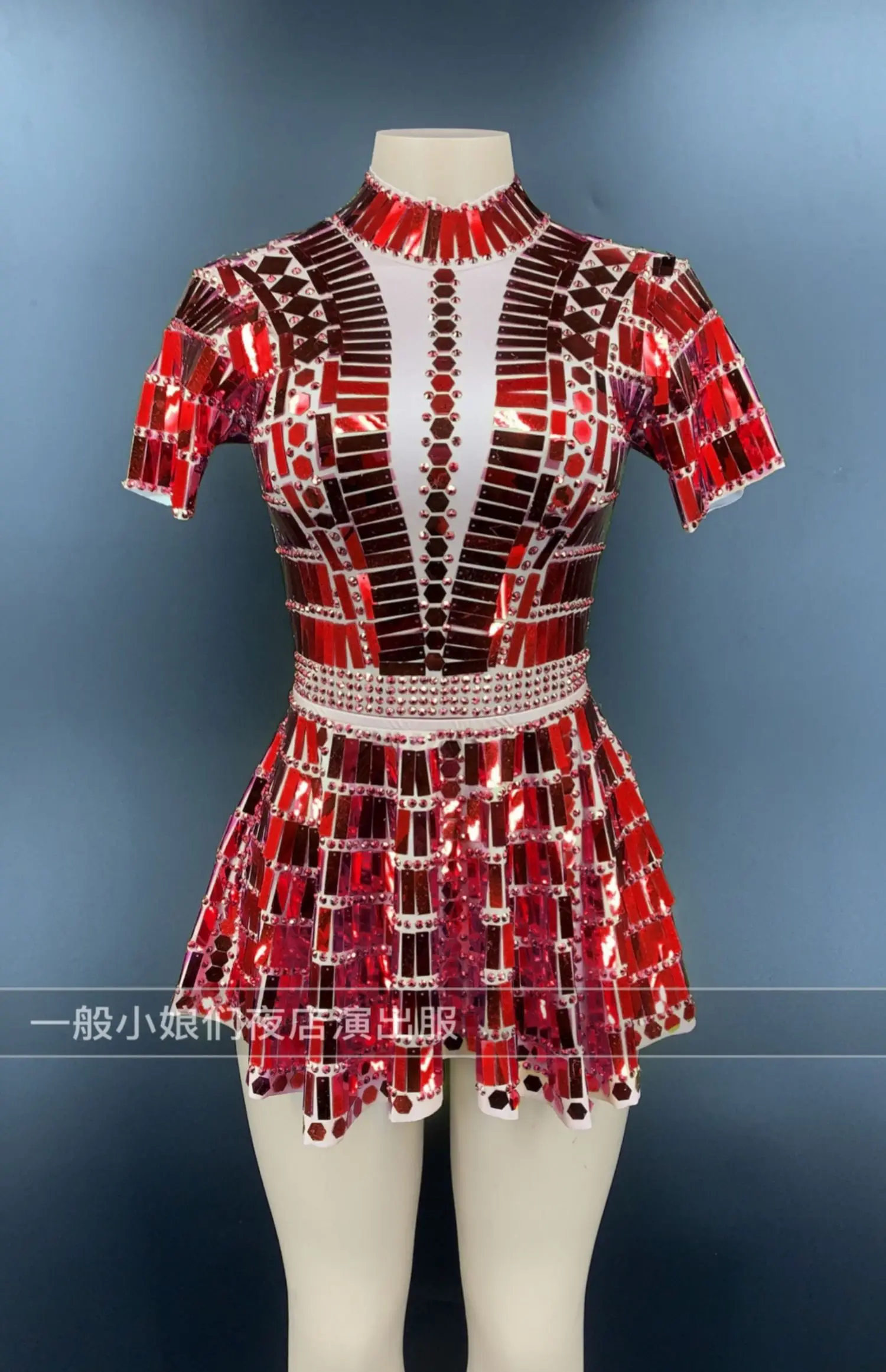 Sexy Glitter Mirror Sequin Birthday Celebration a Line Dress Ladies Show Stage Performance Festival Outfit Nightclub Party Dress
