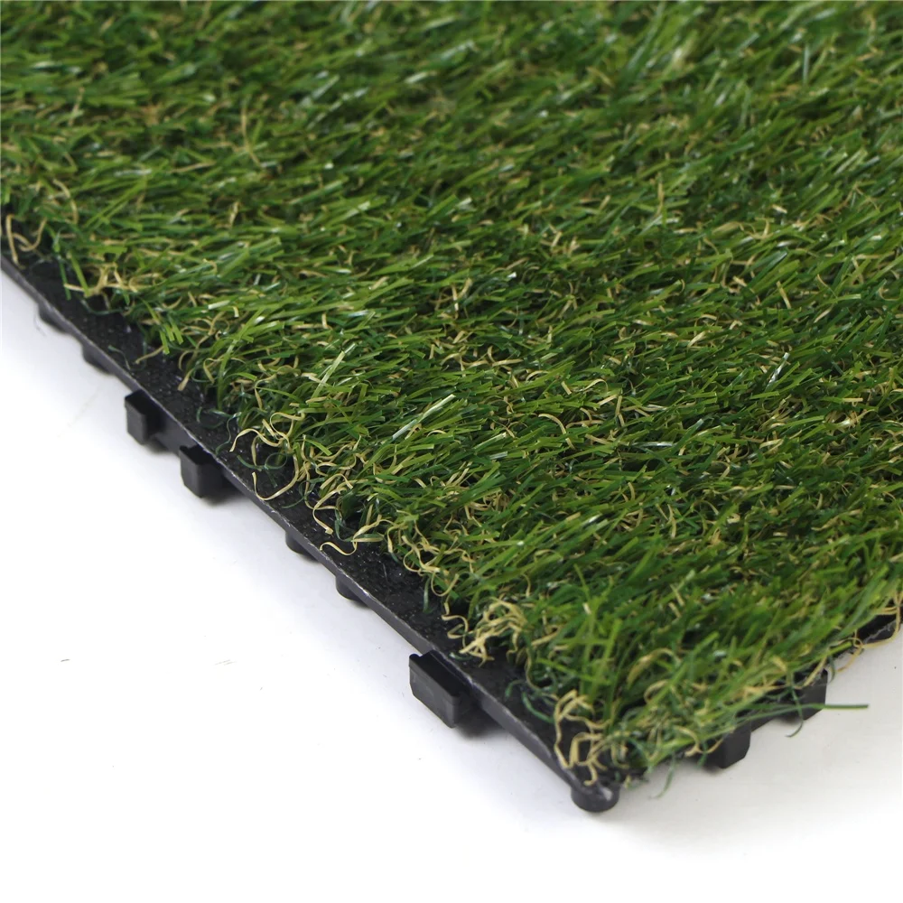 Large size 300mm*300mm interlocking artificial grass tile mats for home decor