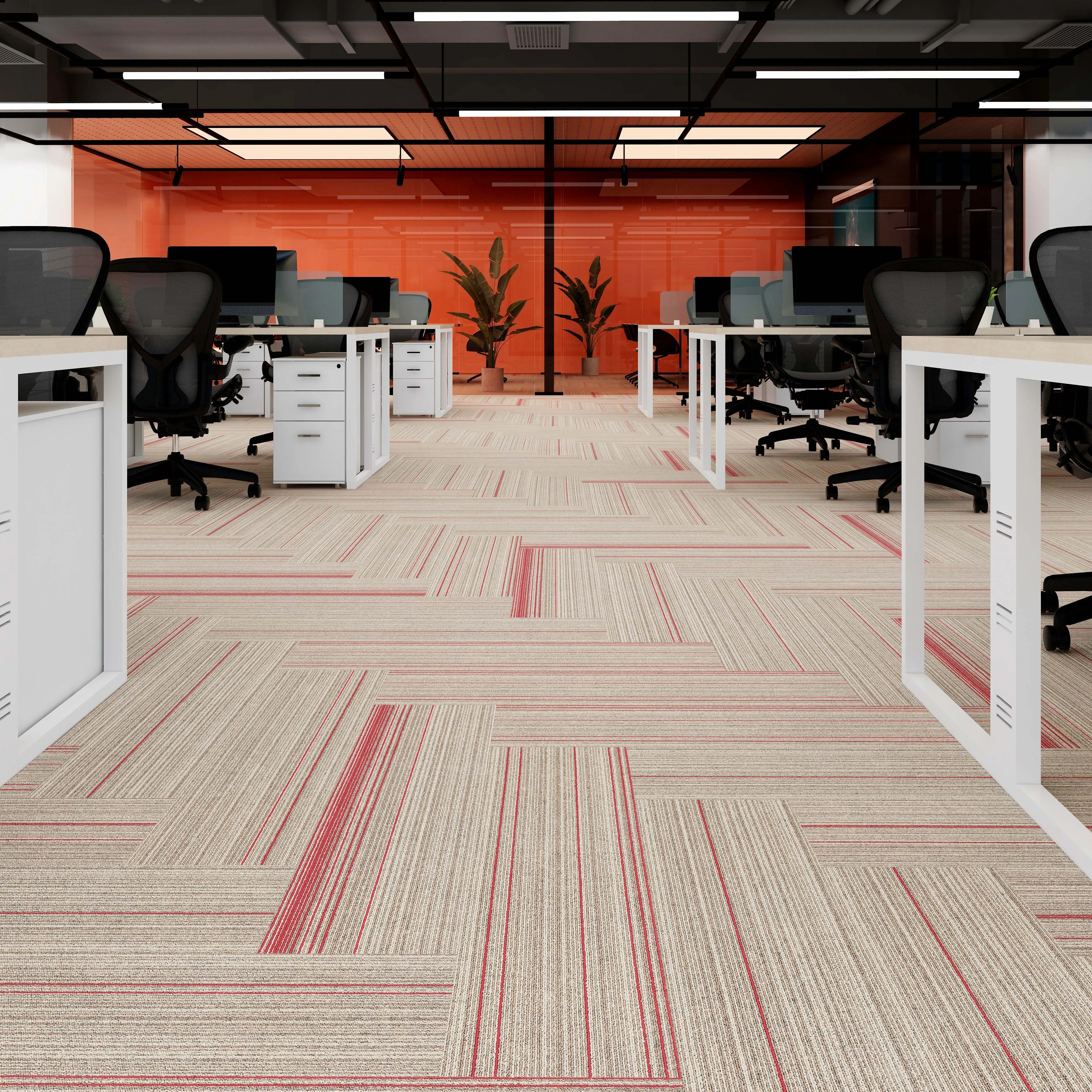 Polypropylene Carpet Tiles Interlocking Carpet Tiles Hotel Strip 25x100cm Carpet Floor Office