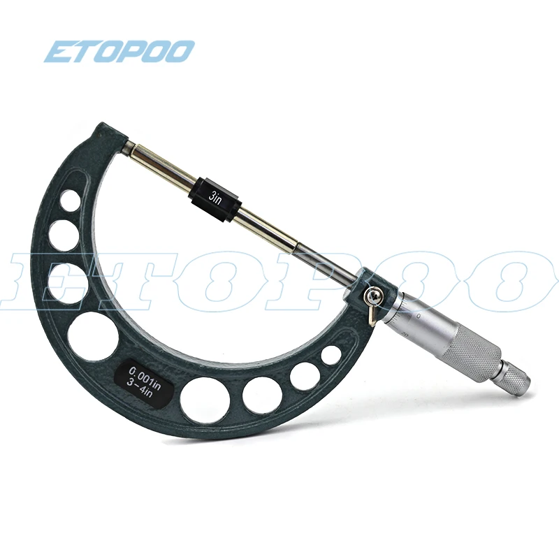 Микрометр с атласной хромированной отделкой, диапазон измерения 0-4 дюйма, интервал окончания 0,001 дюйма, набор из 4 шт.