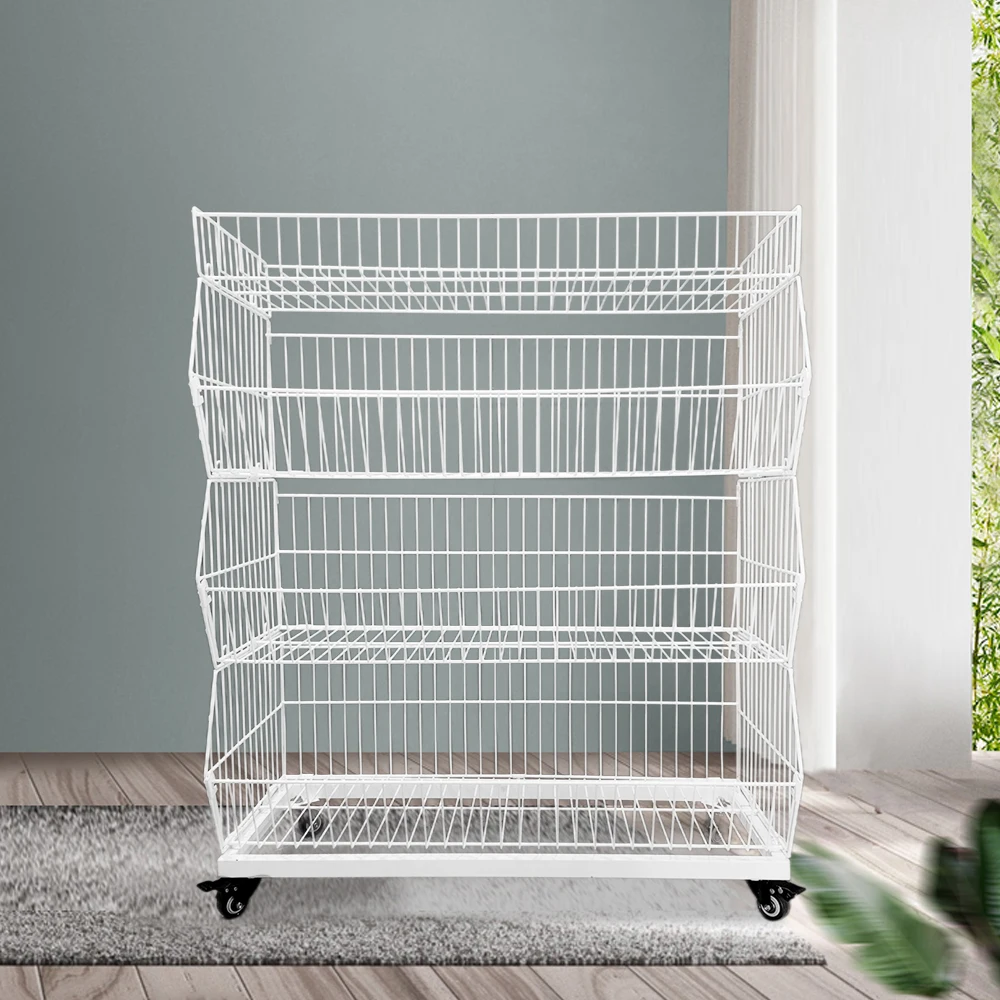 Customized Bread Snack Display Rack Supermarket Floor Metal Wire Mesh Basket Shelf for Storage