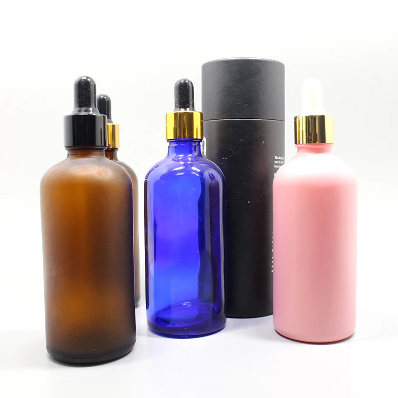Skin Care Serum Pink 4 Oz 50 Ml Cylinder Colored Brown Green Glass 100Ml Bottles With Bamboo Dropper