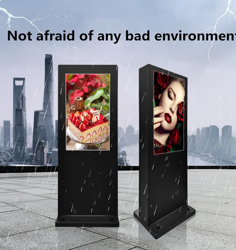 Ip65 Lcd Display Exterior Outdoor Waterproof 55 65 Inch Custom 6mm Digital Touch Screen Kiosk floorstanding display
