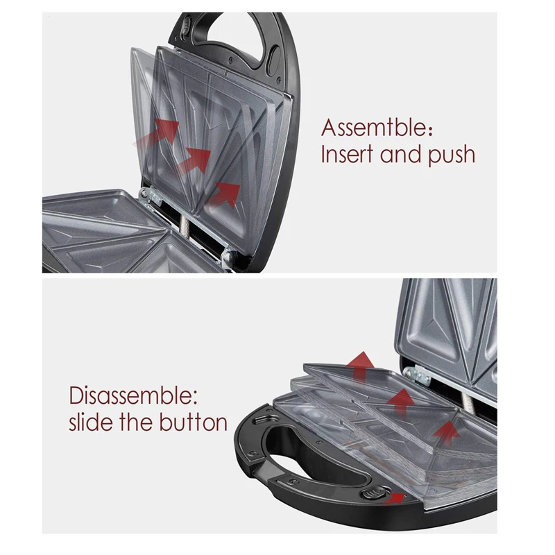 750-Watts Non-stick coating Waffle Iron 7 in 1 multi-function  Detachable plate XL big Sandwich Maker