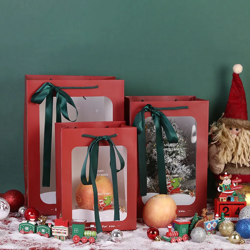 Manufacturers wholesale creative small window paper packaging gift box packaging bags for Christmas