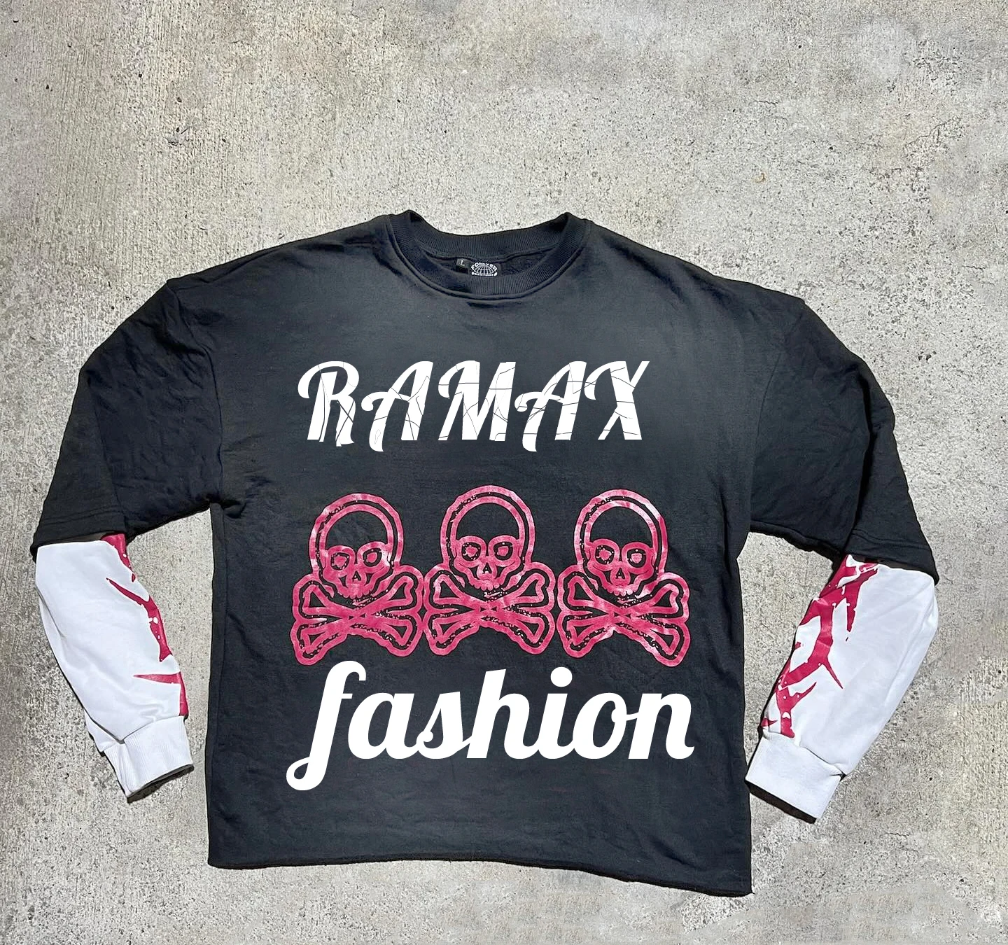 Double Sleeve Tee heavyweight graphic silk screen print t shirt men tees 300gsm 100% cotton Acid Stone Boxy Fit long Sleeve Tee