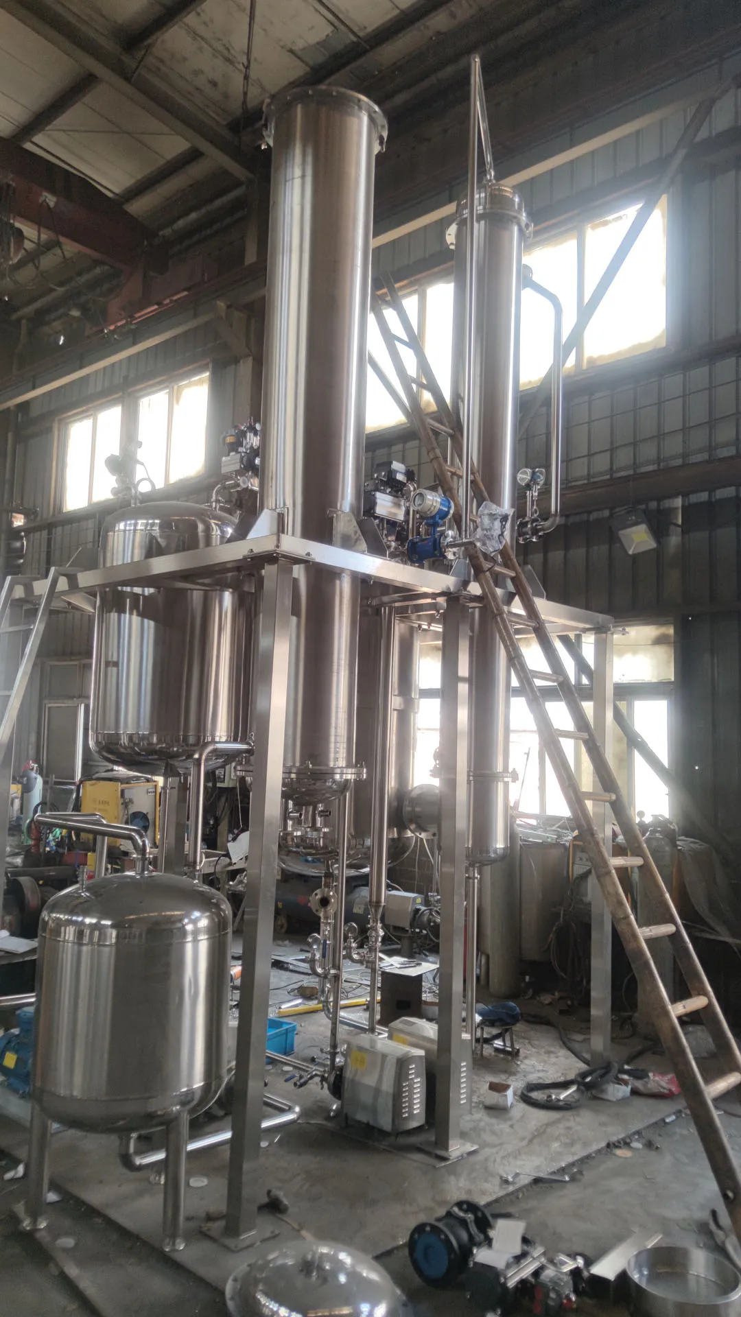Industrial Ethanol Solvent Recovery Single Effect Falling Film Evaporator