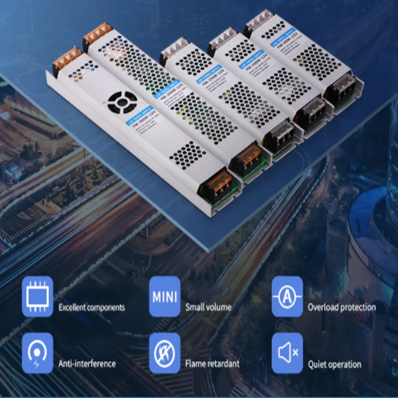 Светодиодный WS2812 SK6812 RGBCCT свет DC12V 24V трансформаторы ультра тонкий без вентилятора шума LED Драйвер AC190-240V 60W