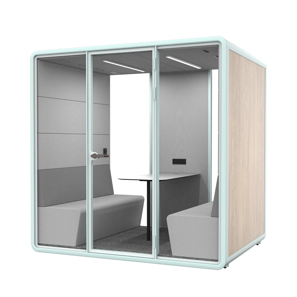 Multi Outdoor Electricity Office Work Pod Meeting Booth With Lamp Desk